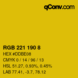 カラーコード: RGB 221 190 8 | qconv.com