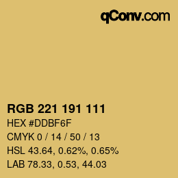 Color code: RGB 221 191 111 | qconv.com