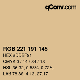 Color code: RGB 221 191 145 | qconv.com