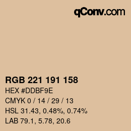 カラーコード: RGB 221 191 158 | qconv.com