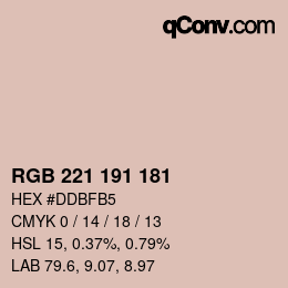 Color code: RGB 221 191 181 | qconv.com