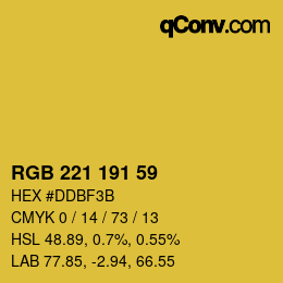 Color code: RGB 221 191 59 | qconv.com