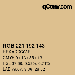カラーコード: RGB 221 192 143 | qconv.com