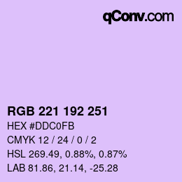 Color code: RGB 221 192 251 | qconv.com