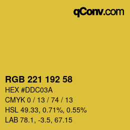 Color code: RGB 221 192 58 | qconv.com