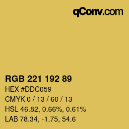 Color code: RGB 221 192 89 | qconv.com