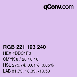 Color code: RGB 221 193 240 | qconv.com