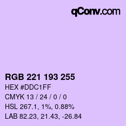 Color code: RGB 221 193 255 | qconv.com