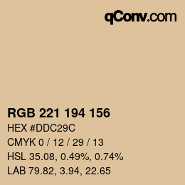 Color code: RGB 221 194 156 | qconv.com