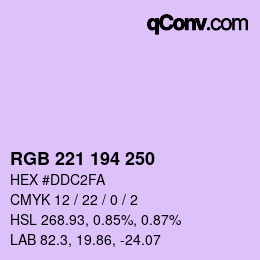 颜色代码: RGB 221 194 250 | qconv.com