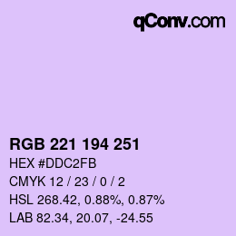 Color code: RGB 221 194 251 | qconv.com