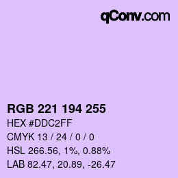 Color code: RGB 221 194 255 | qconv.com
