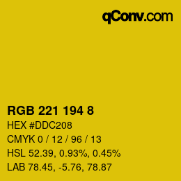 Color code: RGB 221 194 8 | qconv.com