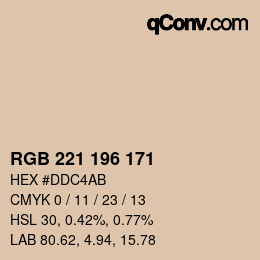 Color code: RGB 221 196 171 | qconv.com