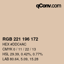 Color code: RGB 221 196 172 | qconv.com