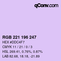 Color code: RGB 221 196 247 | qconv.com