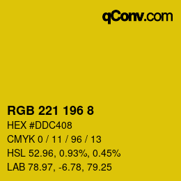 Color code: RGB 221 196 8 | qconv.com