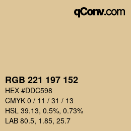 Código de color: RGB 221 197 152 | qconv.com