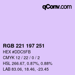 Color code: RGB 221 197 251 | qconv.com