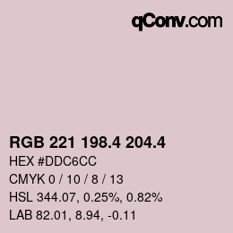 カラーコード: RGB 221 198.4 204.4 | qconv.com