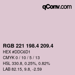 カラーコード: RGB 221 198.4 209.4 | qconv.com
