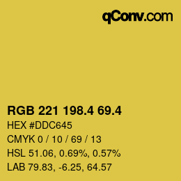 カラーコード: RGB 221 198.4 69.4 | qconv.com