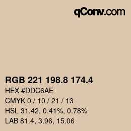 カラーコード: RGB 221 198.8 174.4 | qconv.com