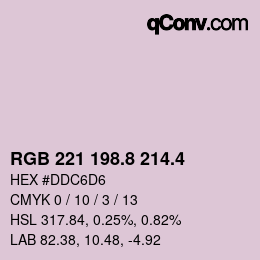 カラーコード: RGB 221 198.8 214.4 | qconv.com