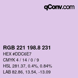 カラーコード: RGB 221 198.8 231 | qconv.com