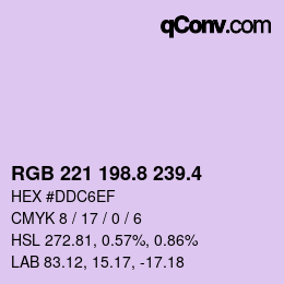 カラーコード: RGB 221 198.8 239.4 | qconv.com