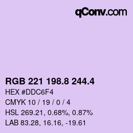 カラーコード: RGB 221 198.8 244.4 | qconv.com