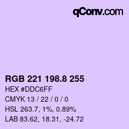 カラーコード: RGB 221 198.8 255 | qconv.com