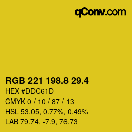 カラーコード: RGB 221 198.8 29.4 | qconv.com