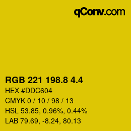 カラーコード: RGB 221 198.8 4.4 | qconv.com