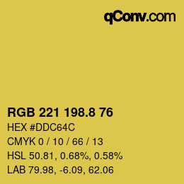 Color code: RGB 221 198.8 76 | qconv.com