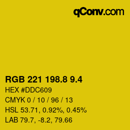 カラーコード: RGB 221 198.8 9.4 | qconv.com
