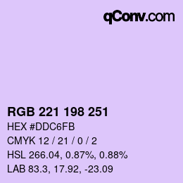 Color code: RGB 221 198 251 | qconv.com