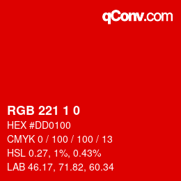 颜色代码: RGB 221 1 0 | qconv.com