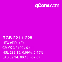 Color code: RGB 221 1 228 | qconv.com