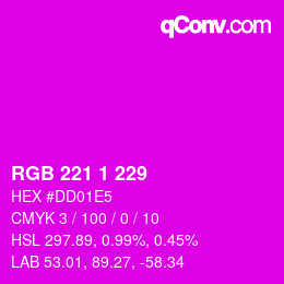 Color code: RGB 221 1 229 | qconv.com