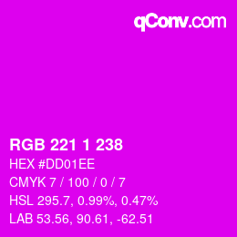 Color code: RGB 221 1 238 | qconv.com