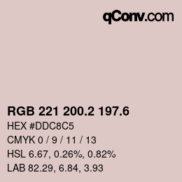 カラーコード: RGB 221 200.2 197.6 | qconv.com