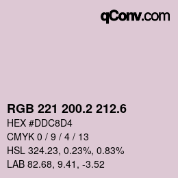 カラーコード: RGB 221 200.2 212.6 | qconv.com