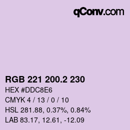 カラーコード: RGB 221 200.2 230 | qconv.com