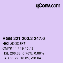 カラーコード: RGB 221 200.2 247.6 | qconv.com