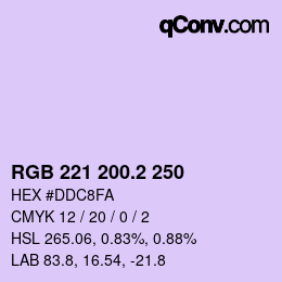 カラーコード: RGB 221 200.2 250 | qconv.com