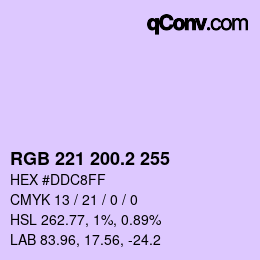 カラーコード: RGB 221 200.2 255 | qconv.com