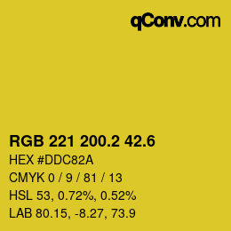 カラーコード: RGB 221 200.2 42.6 | qconv.com
