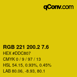 カラーコード: RGB 221 200.2 7.6 | qconv.com