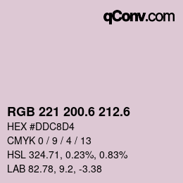 カラーコード: RGB 221 200.6 212.6 | qconv.com